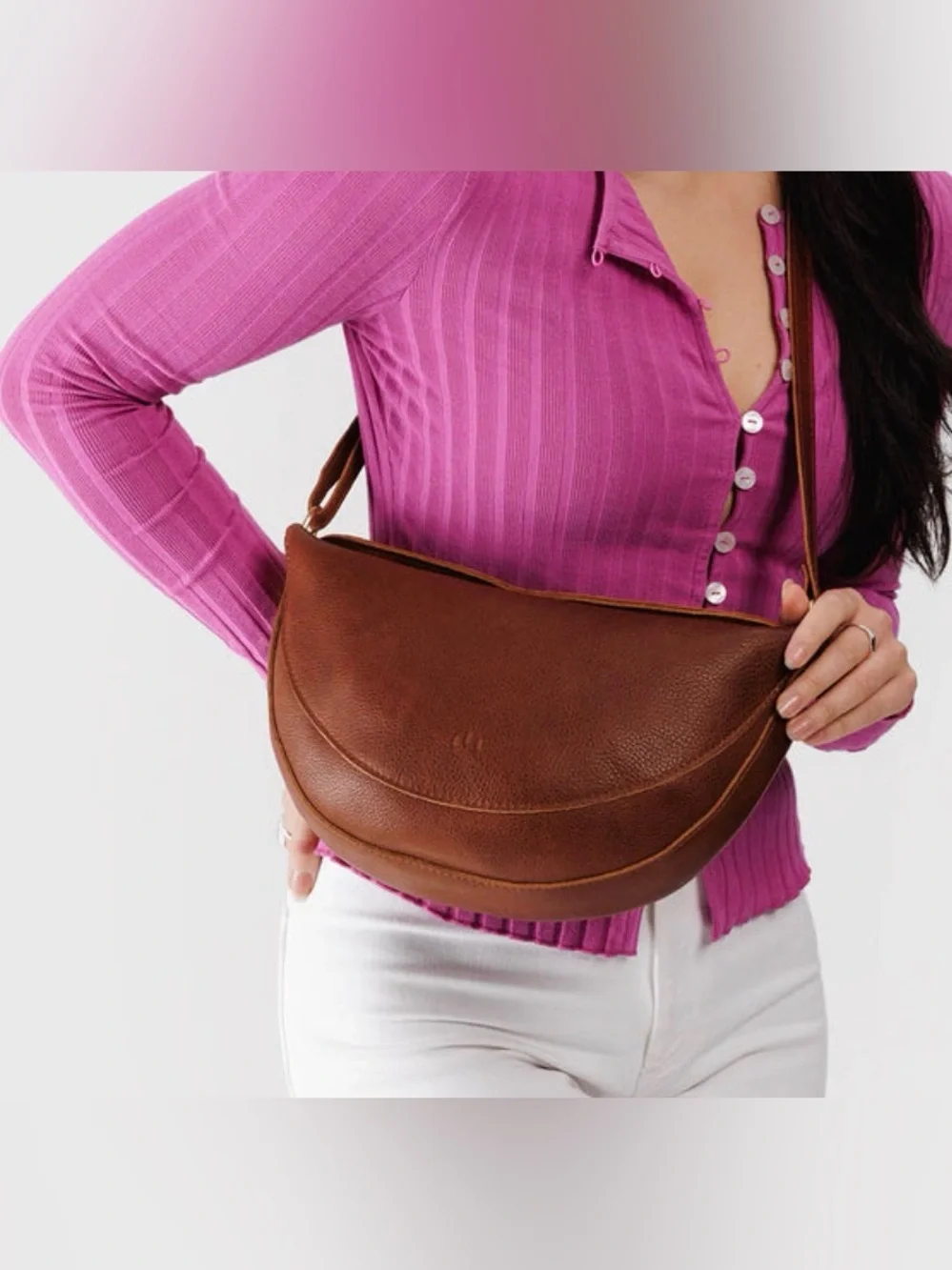 Portland Leather Brand New in Box Large Nutmeg Koala Sling Bag - Picture 3 of 16